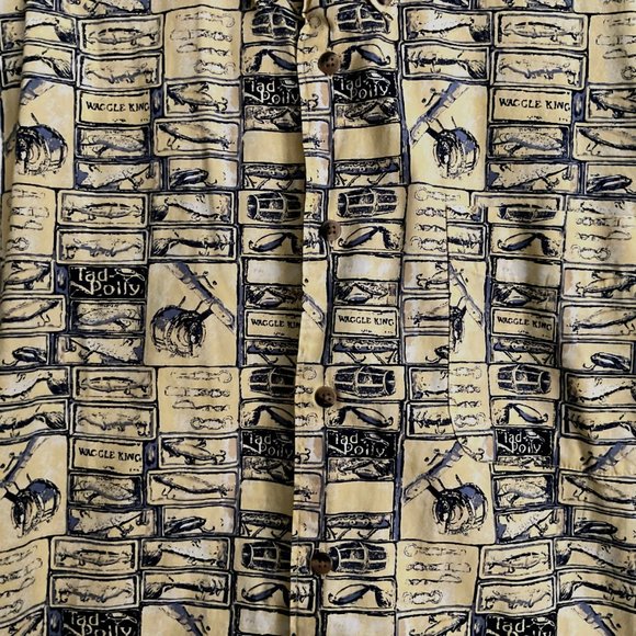 Crossings Mens L Casual Short Sleeve Button Down Shirt Fish Design Rn 37763 - Picture 3 of 9